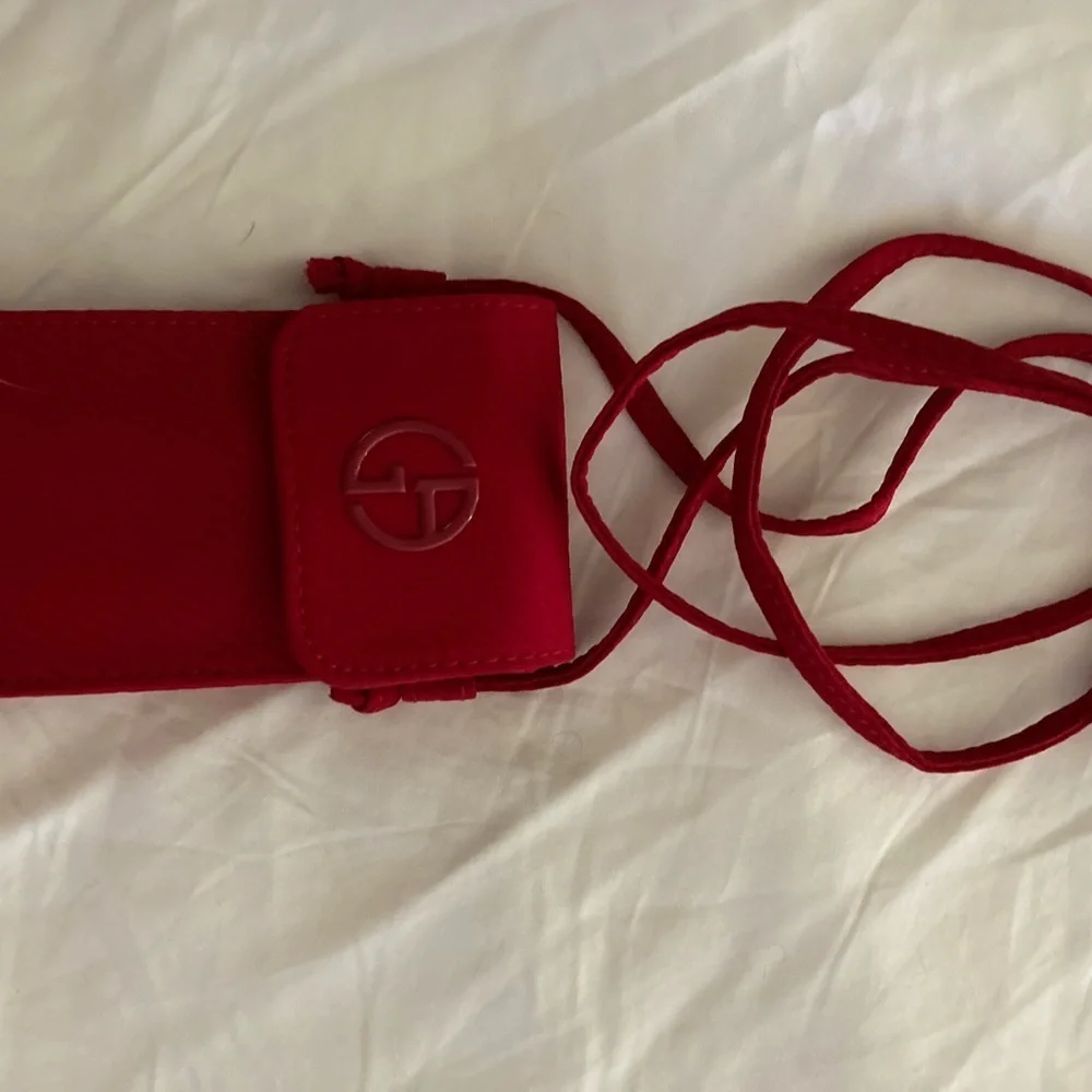 Giorgio Armani Red Cosmetic Bag with 2 lipgloss sticks